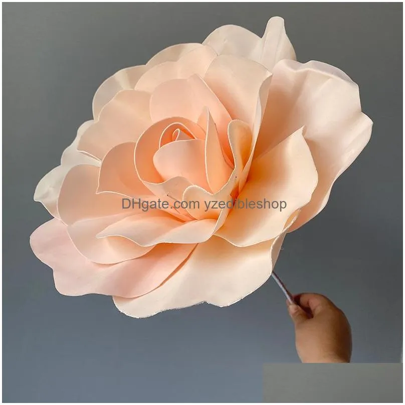 80cm  artificial flower rose with flower stem base foam flowers wedding background wall stage el mall decoration