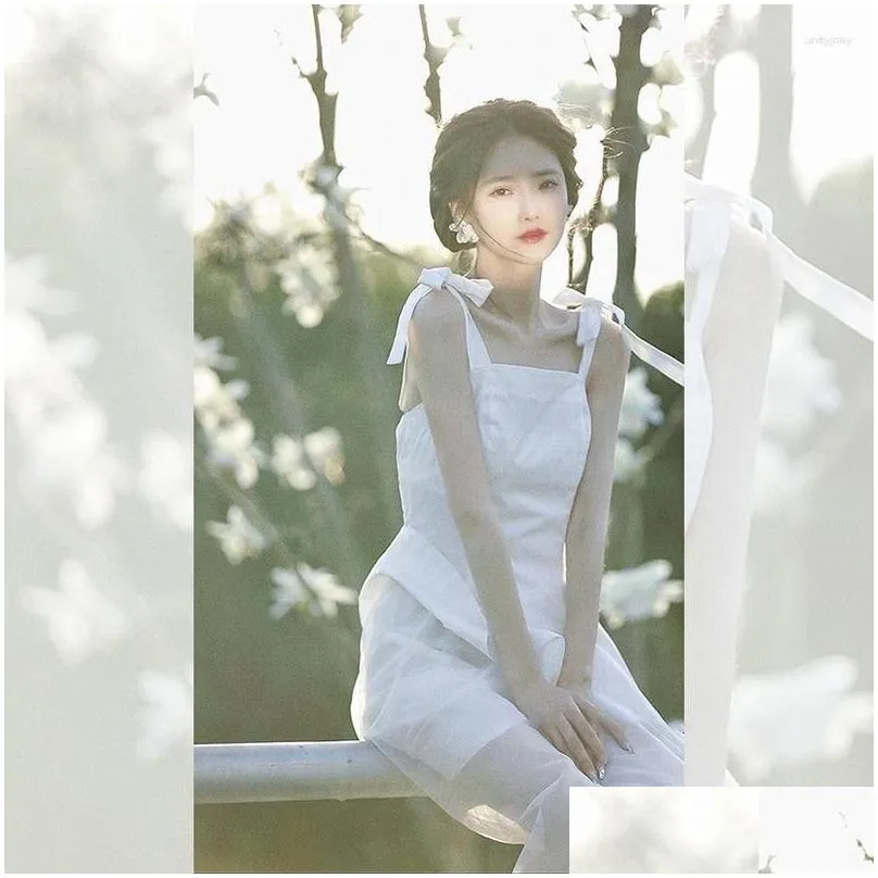 Party Dresses White Suspender Dress Summer Women`s Long Midi Maxi Sundress Korean Beach Birthday Fairycore Princess Evening Clothes