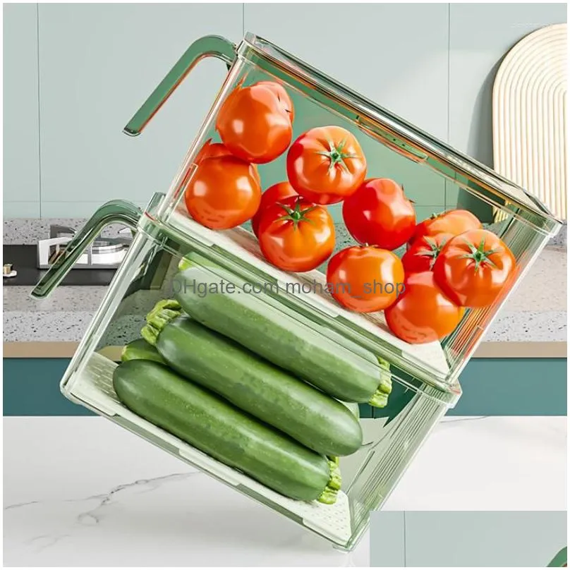 storage bottles stackable refrigerator box vegetable fruit -keeping fridge organizer containers kitchen accessories