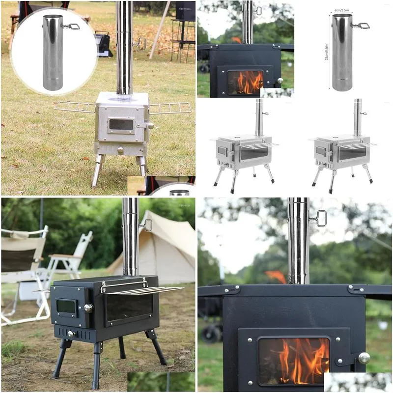 Tents And Shelters Stove Pipes Stainless Steel Chimney Furnace Tube Adjustable Woodstove Camp Outdoor Camping Hiking Stoves Supplies
