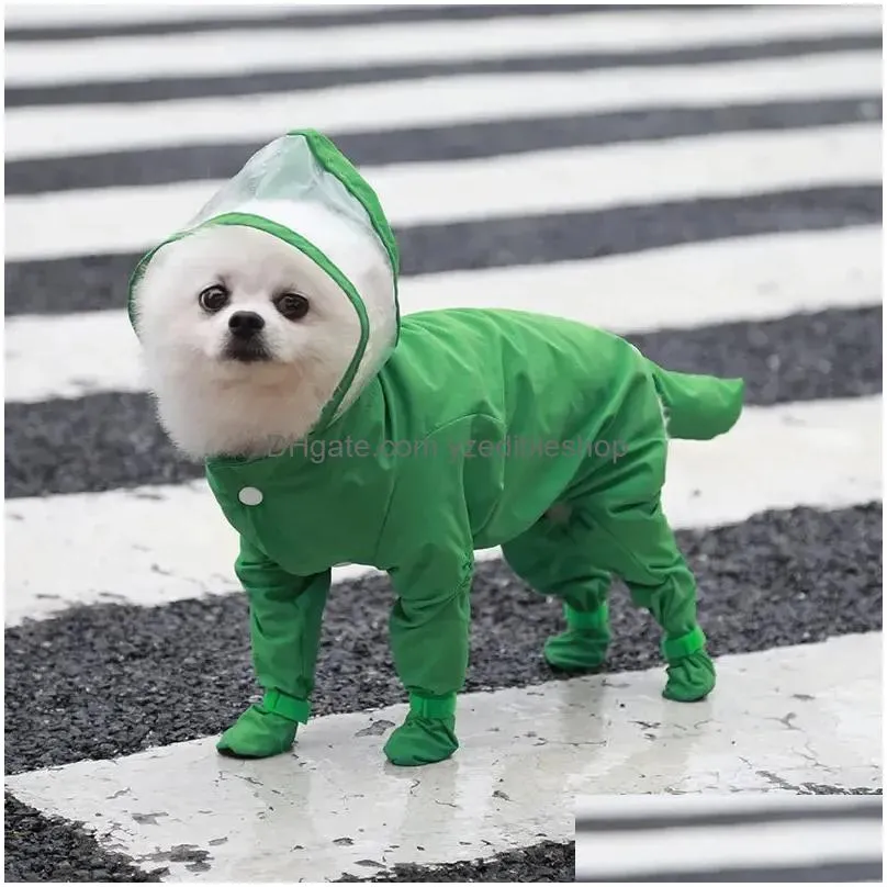 raincoats pet supplies pet cat dog four legged one piece waterproof raincoat rainshoes teddy home pet accessories