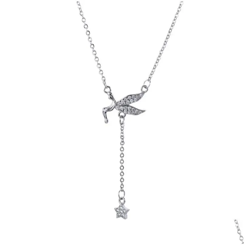 Chains Girl Wedding Spirit Korean Style Cute Light Luxury Jewelry Tassel Necklace Gift For Women Angel Star