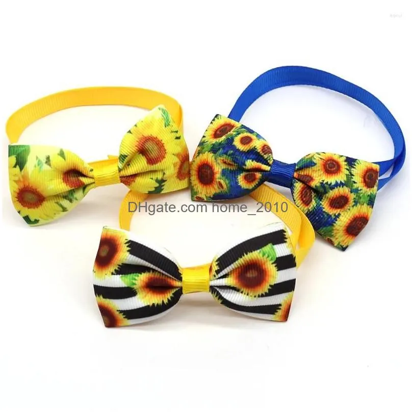 dog apparel 50/100pcs small accessories bow tie summer sunflowers dogs cat bowties collar neckties pet supplies