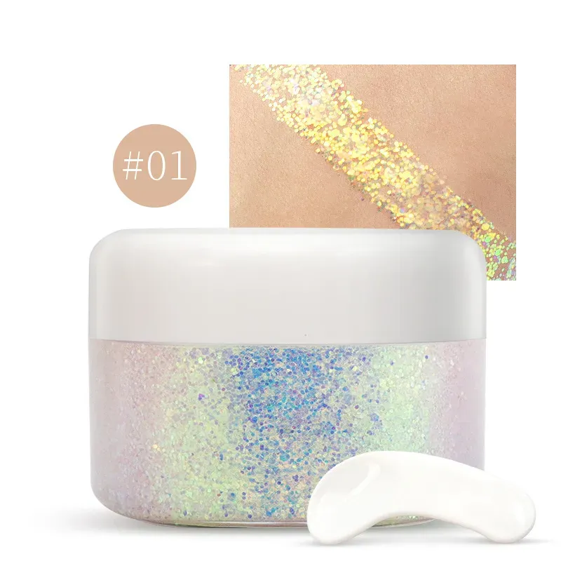 Star Face Body Glitter Gel Sequins Chameleon Waterproof Long Lasting Highlight Hair Eye Shadow Illusion Curd Stage Festival Makeup Vegan Cruelty