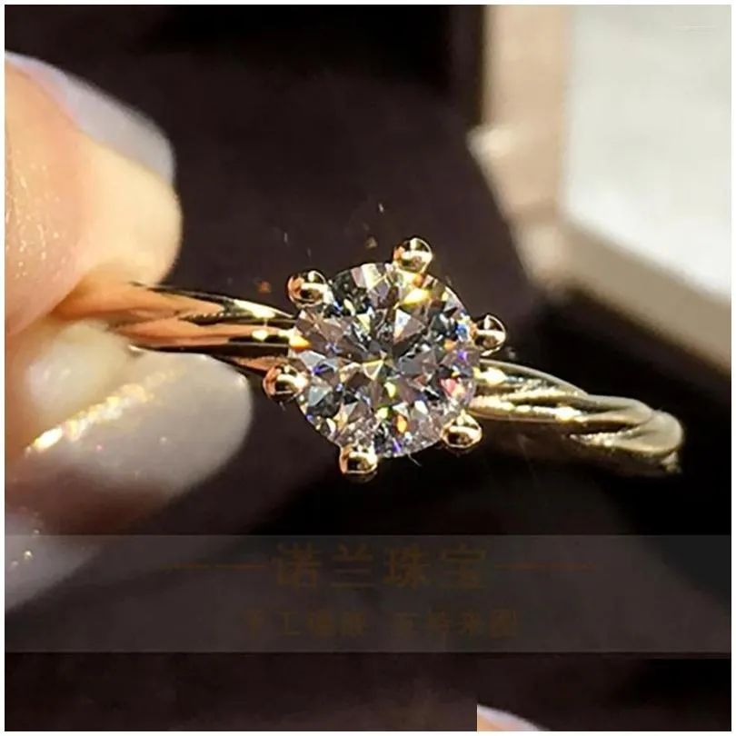 Cluster Rings 18K Au750 Yellow Gold Women Ring Moissanite Diamonds 1 2 3 4 5 Round Cane Vine Wedding Party Engagement Anniversary