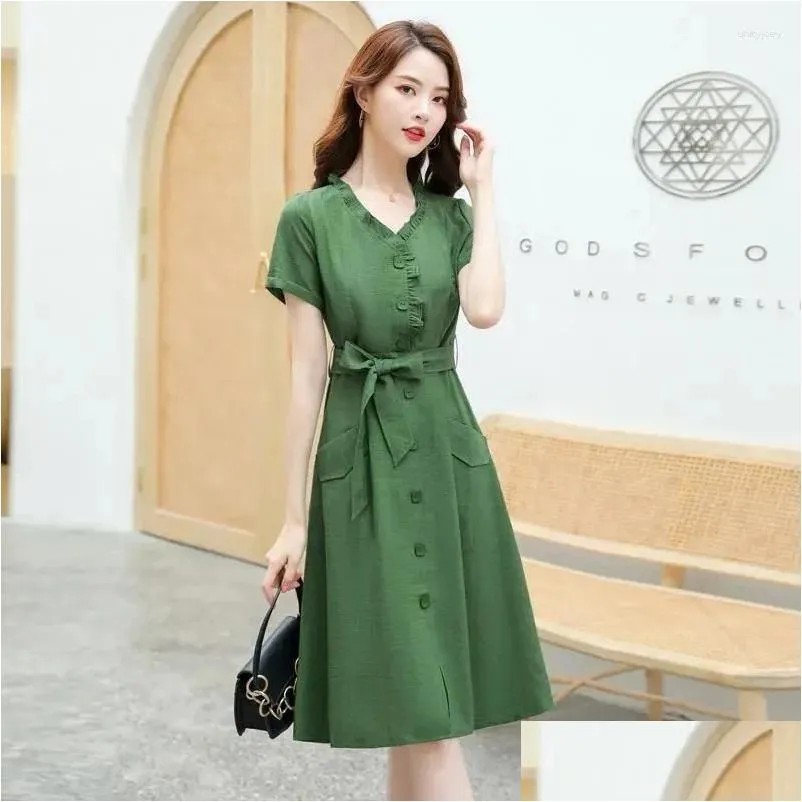 Party Dresses Dress Womens 2024 Summer French Fashion Slim Temperament Waist Short-sleeve Large Size Pullover