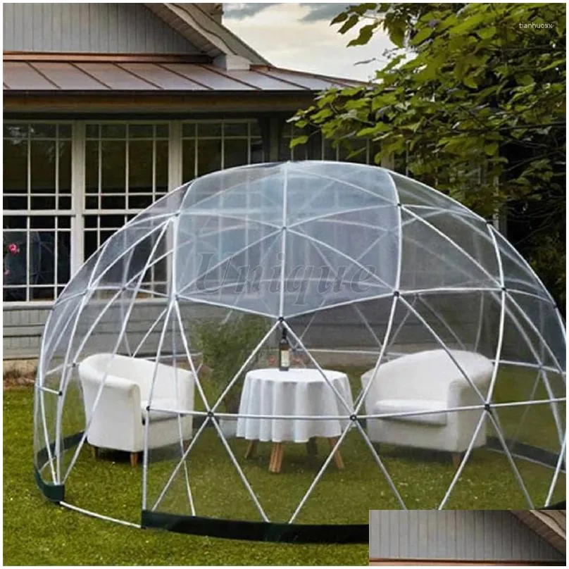 Tents And Shelters Glamping Luxury Tent House For Party Transparent PVC Geodesic Expo Dome Round Roof 4m