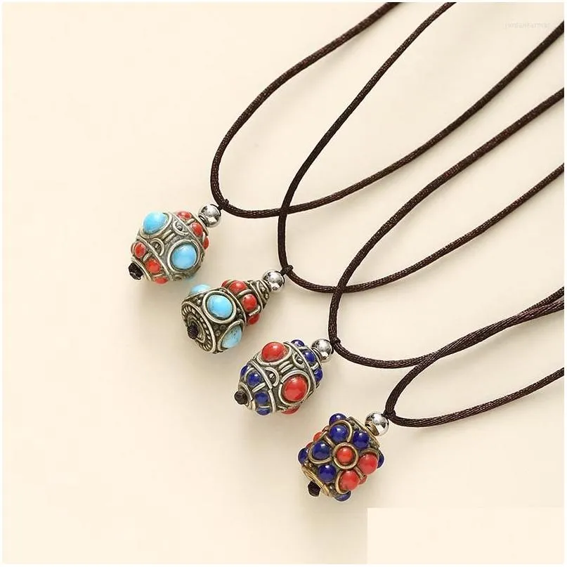 Pendant Necklaces Handmade Retro Nepal Beads Charm Necklace For Women Men Spiritual Yoga Lucky Adjustable Rope