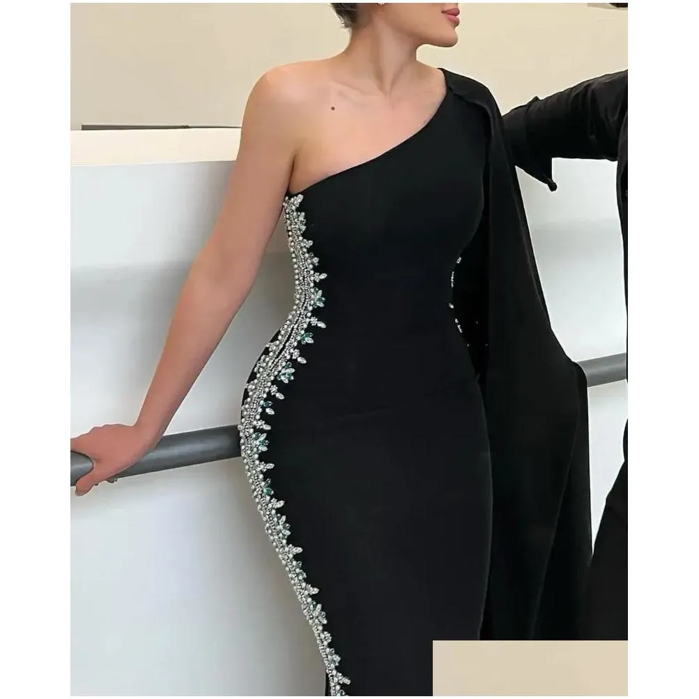 Party Dresses Santorini Pelegant Evening For Women Luxury Beaded One Shoulder Prom Dress Saudi Arabia Long Sleeve Special