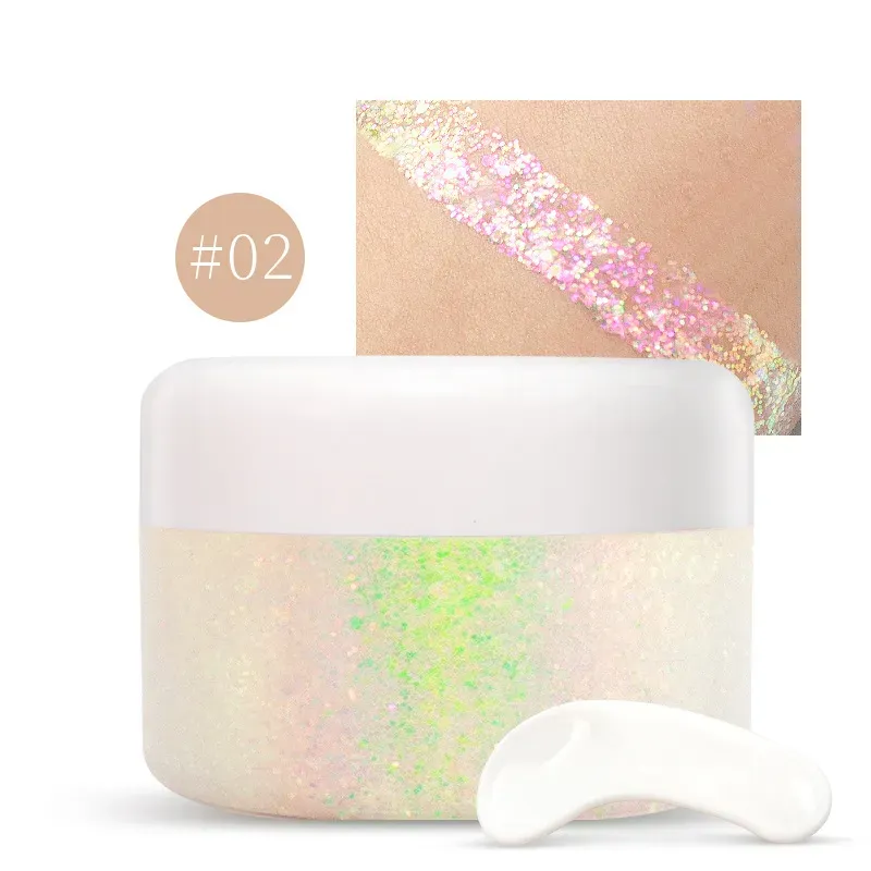 Star Face Body Glitter Gel Sequins Chameleon Waterproof Long Lasting Highlight Hair Eye Shadow Illusion Curd Stage Festival Makeup Vegan Cruelty