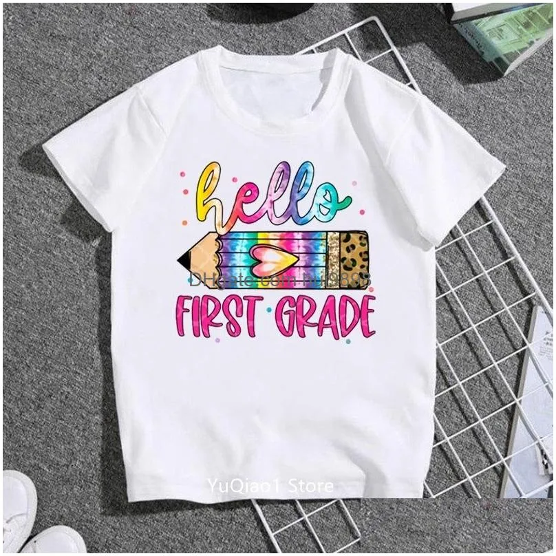 clothing sets hello first grade t shirt children funny day back to shool tshirts unisex summer top lovely gift teens tees white