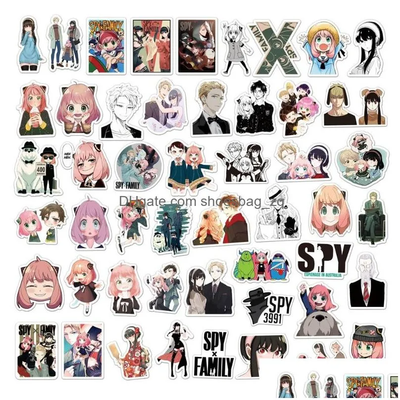 50Pcs/Lot SPY X FAMILY Stickers Spy Family Graffiti Sticker for DIY Luggage Laptop Skateboard Motorcycle Bicycle Decals