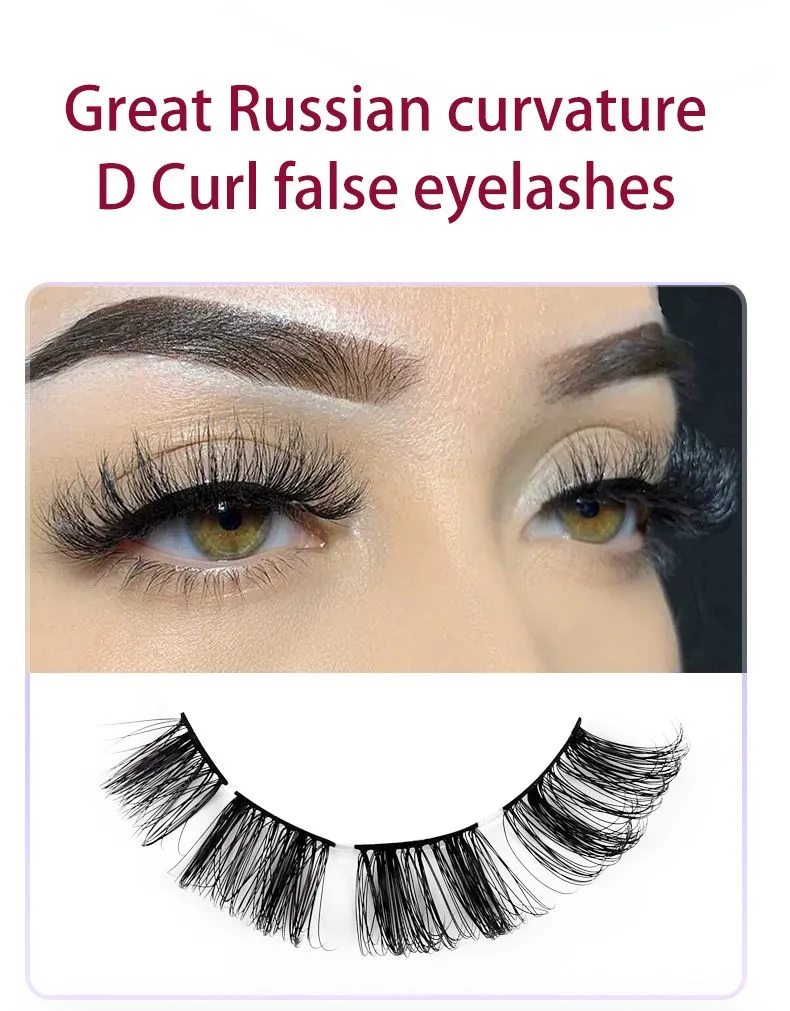 10 pairs of segmented eyelashes Oem Natural Full Strip Eyelashes Fluffy and natural Russian Strip D Curl Furry Fake Lashes