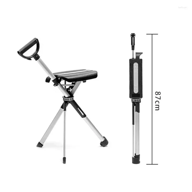 Camp Furniture Cane Chair Non-slip Crutch Folding Portable Seat Universal Elderly And Dual Use CampingChairs