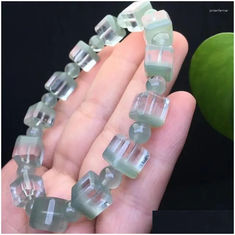 Link Bracelets Natural Clear Garden Quartz Cube Bracelet Women Beautiful Colorful Crystal Energy Healing Fashion Jewelry 1PCS