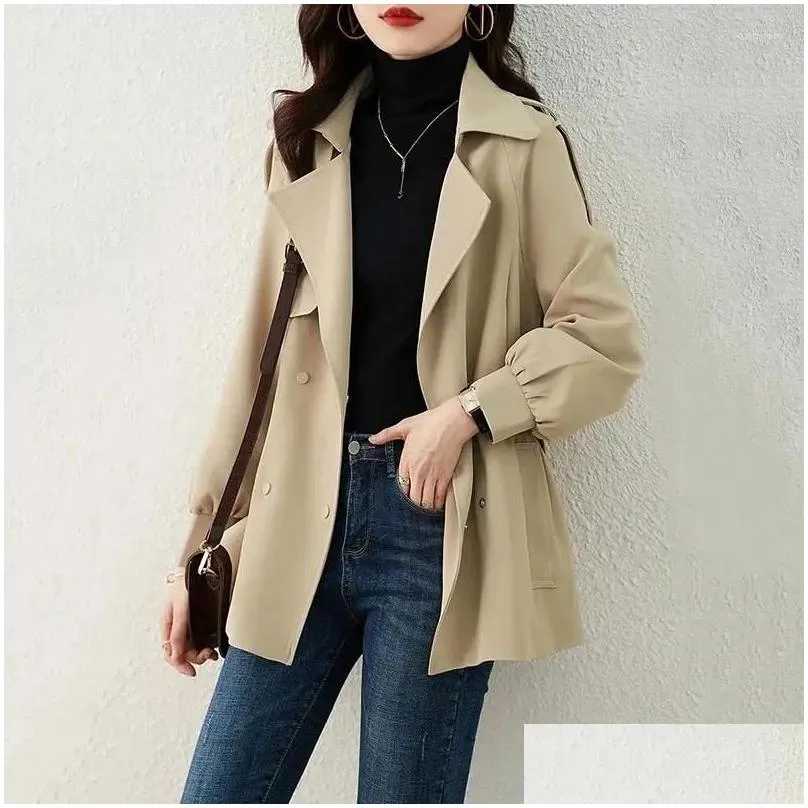 Women`s Trench Coats Spring Autumn Coat Korean Loose Mid-Long Women Overcoat Casual Windbreaker Female Tops
