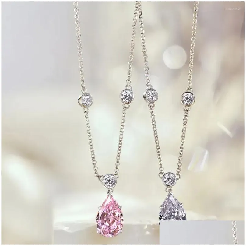 Chains Karachi Japanese And Korean Light Luxury Necklace For Girls With High Grade Feeling Pear Shaped Zircon Inlaid Cold Wind