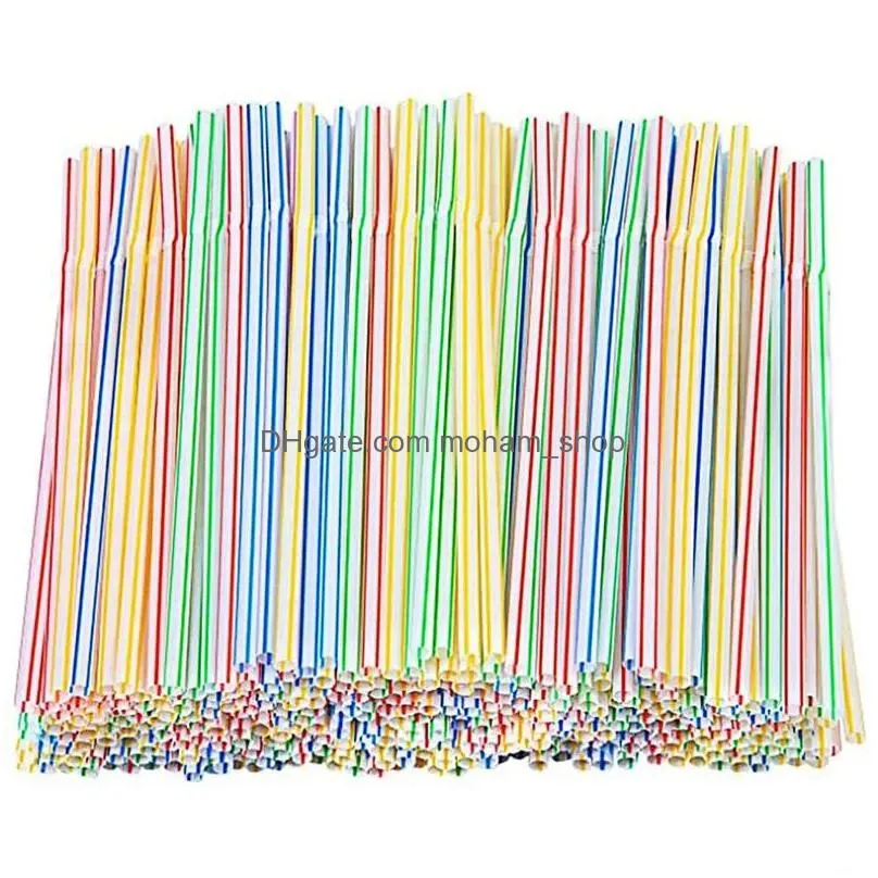 disposable cups straws 100/600/1500pcs 21cm colorful plastic curved drinking wedding birthday party bar kitchen drink accessories