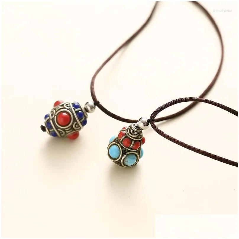 Pendant Necklaces Handmade Retro Nepal Beads Charm Necklace For Women Men Spiritual Yoga Lucky Adjustable Rope