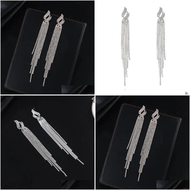 Long Tassels Diamond Dangle Earring Original Sterling Sier Party Wedding Drop Earrings for Women Jewelry Gift