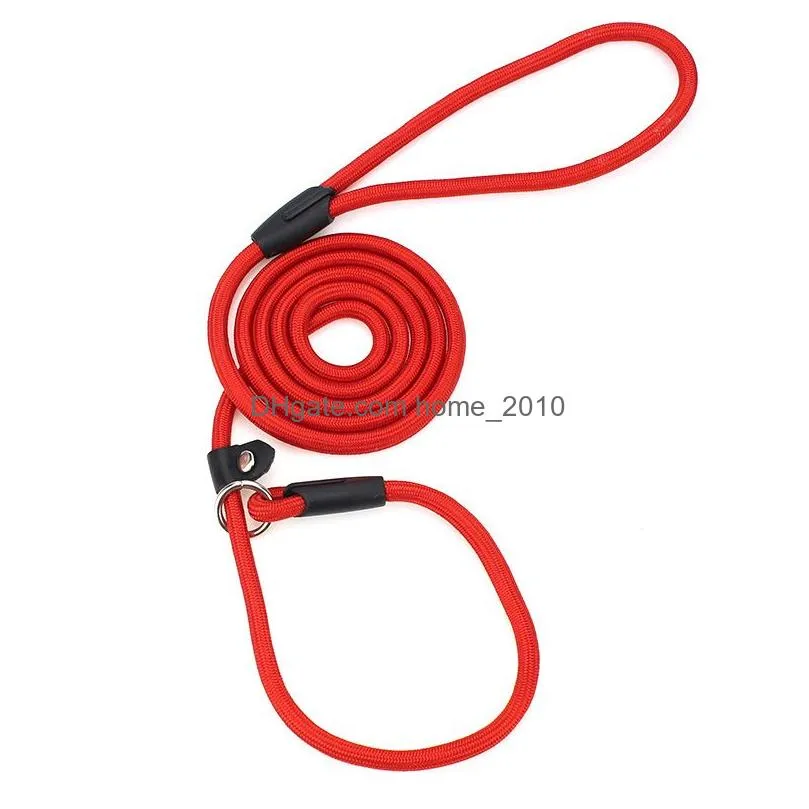 pet dog nylon rope training leashes slip lead strap adjustable traction collar dogs ropes supplies 0.6x130cm
