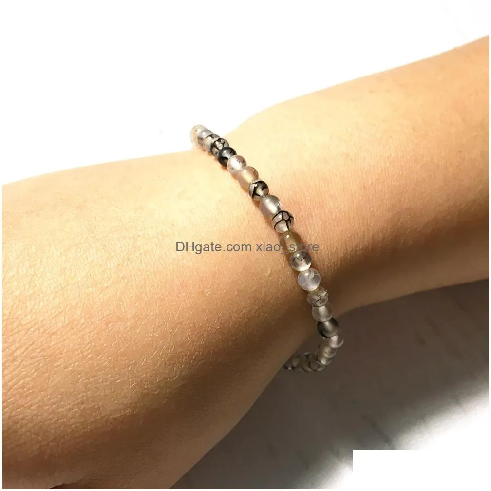 mg0112 wholesale dragon vein agate bracelet 4 mm mini gemstone bracelet women`s yoga mala jewelry