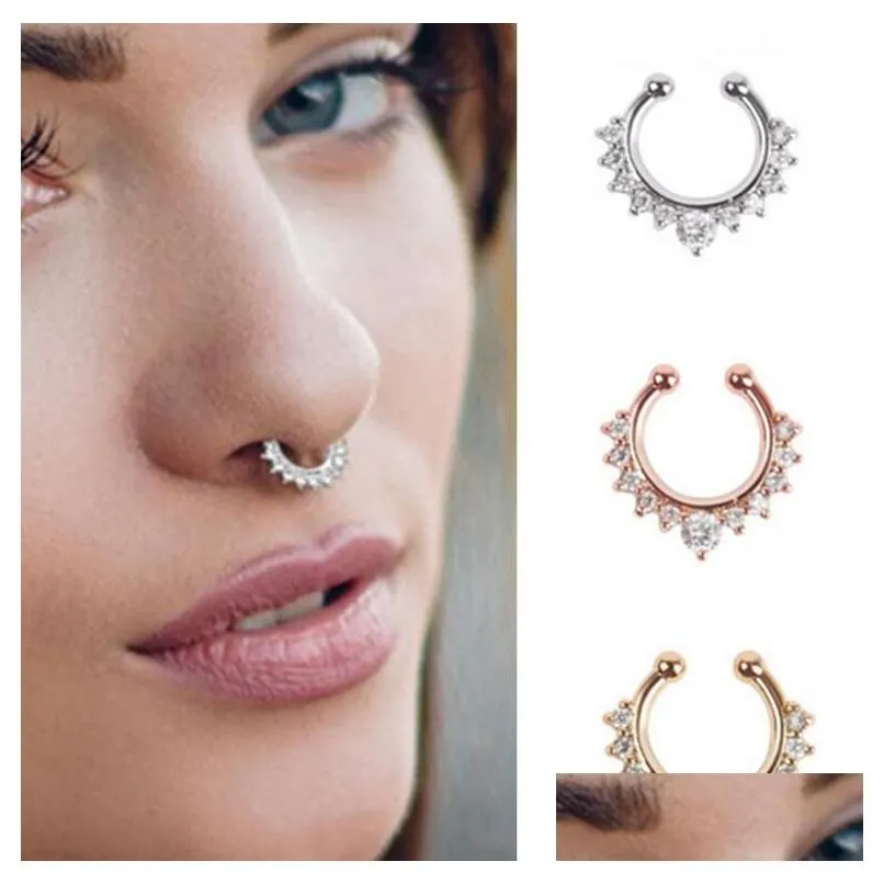 C-shaped Nose Ring Stainless steel Non-perforated False Nose Rings Sterling Silver Jewelry for Women