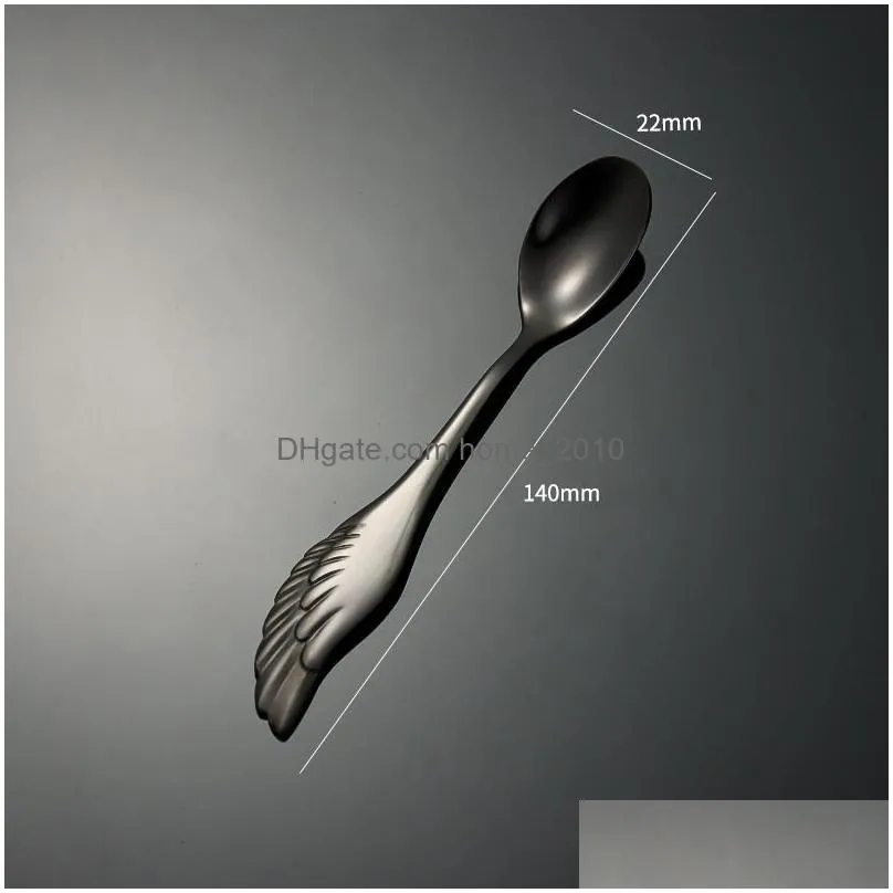 stainless steel coffee spoons fork creative wing tea spoon fruit fork kitchen gadget tool flatware tableware