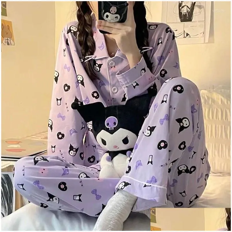 Women`s Sleepwear Women Pyjamas Cartoon Printing Winter And Autumn Clothing Sets Pajamas For Teen Girls Kawaii Pijamas