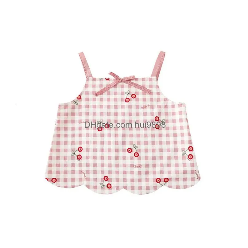 clothing sets girls fashion pants cherry suspender baby doll shirt top summer childrens casual 230630