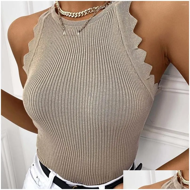 Women`s Tanks Sexy Slim Fit Knitting Tank Tops Women Vest Round Neck Sleeveless Pullover Top Camis Harajuku Summer Ladies Solid Casual
