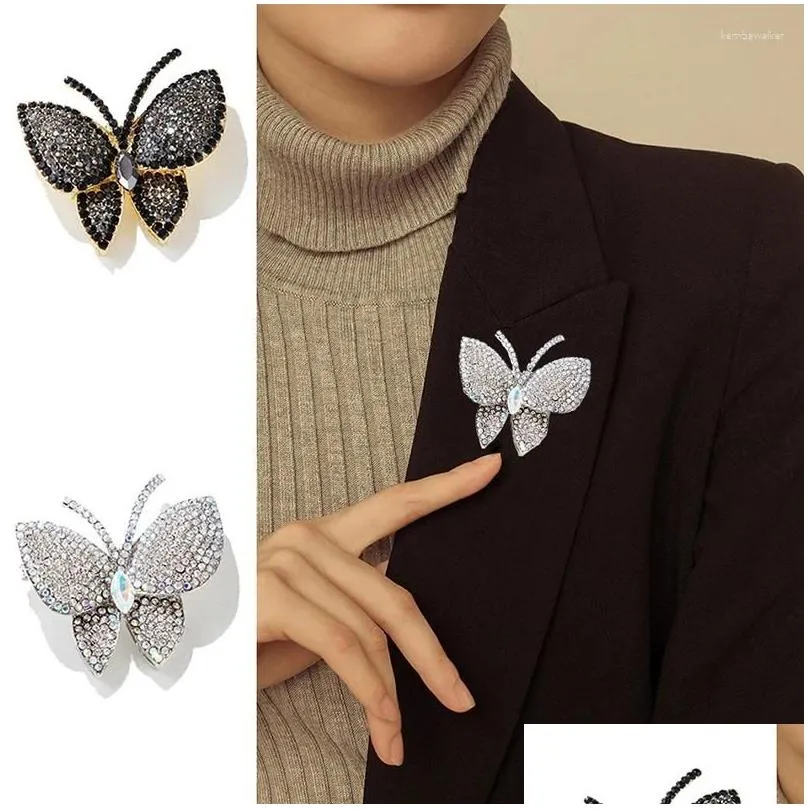 Brooches Fashion Rhinestone Butterfly Pin For Women Clothing Coat Wedding Jewelry Party Accessries Gifts