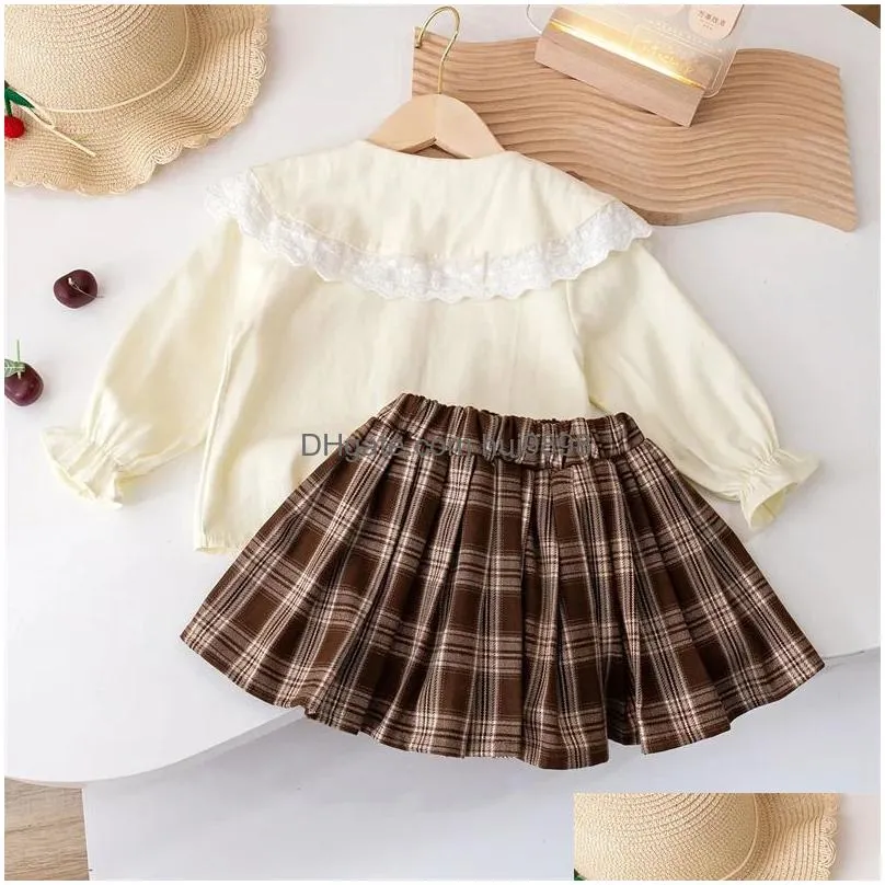 fashion girls clothing sets kids 2pcs outfits skirt with top for 18years toddler birthday suits 240129