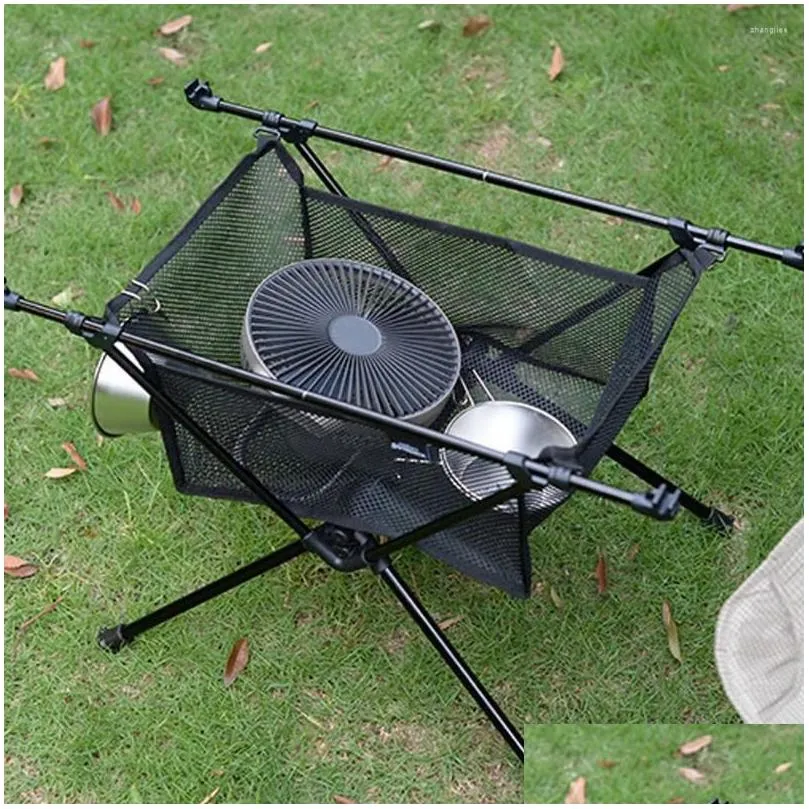 Camp Furniture Under Table Storage Bag Portable Desk Mesh Basket Lightweight Picnic Barbecue Large-capacity For Outdoor Camping