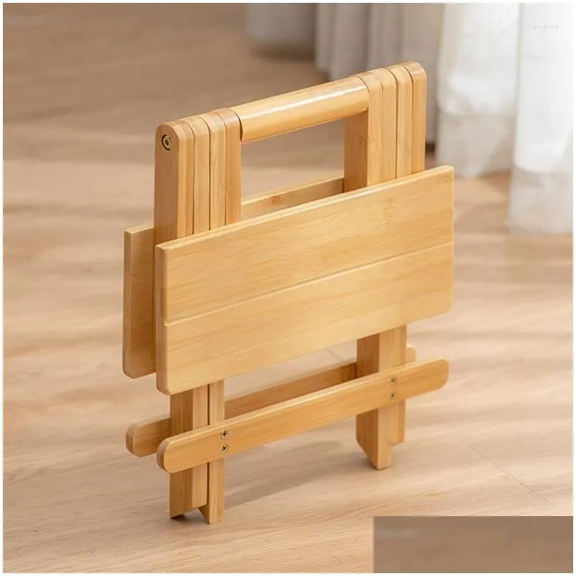 Camp Furniture Bamboo Folding Stool Portable Household Solid Taburet Outdoor Fishing Chair Small Bench Square Kids