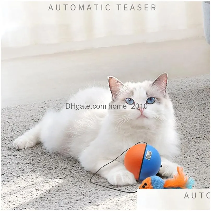 automatic cat toys intelligent electric moving balls pet cat feather toy cats teaser toys