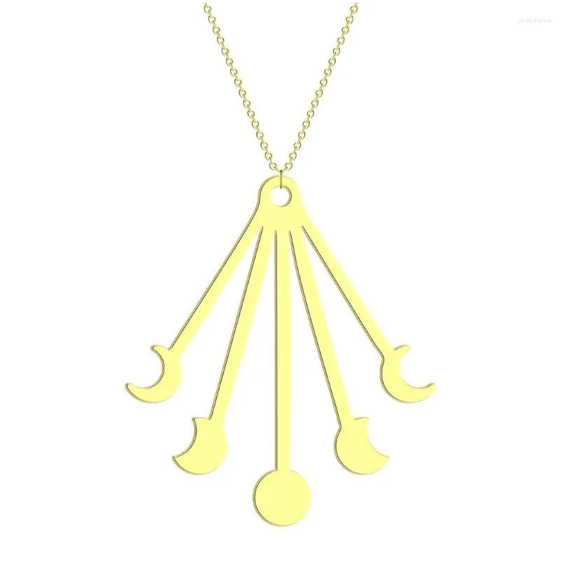 Pendant Necklaces Cxwind Stainless Steel Moon Phase Earring Gold Plated Silver Necklace Valentine`s Day