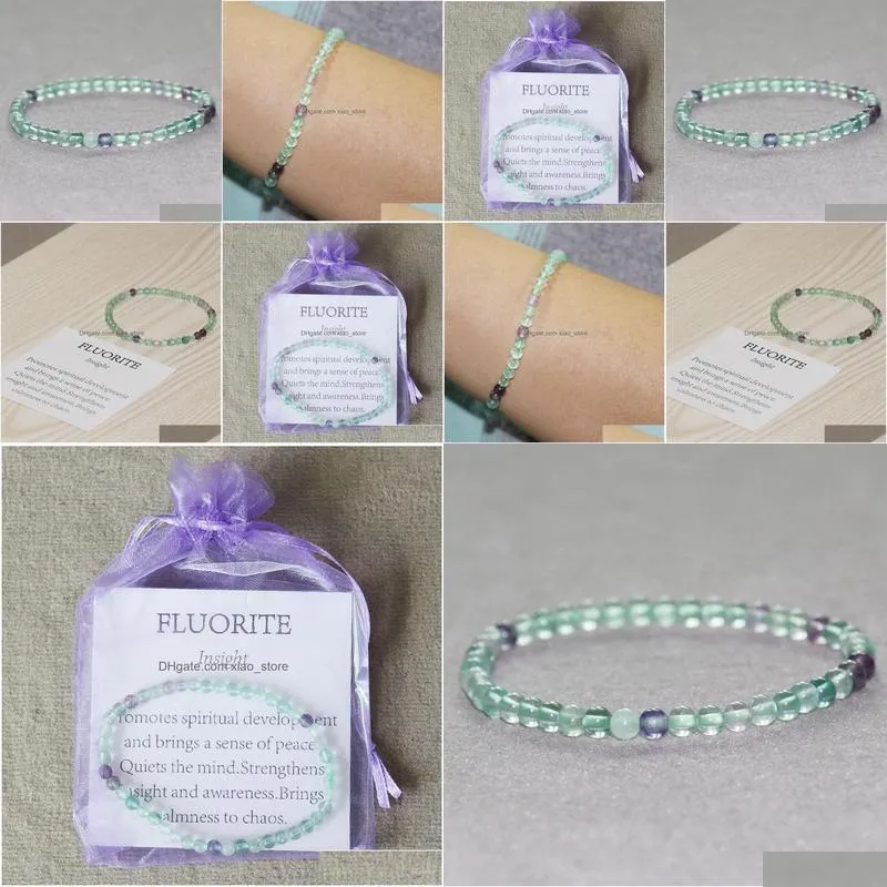 mg0033 wholesale rainbow fluorite bracelet 4 mm mini gemstone bracelet women`s natural crystals energy balance jewelry