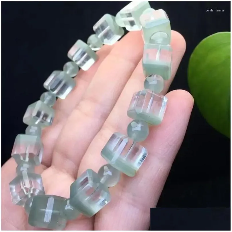 Link Bracelets Natural Clear Garden Quartz Cube Bracelet Women Beautiful Colorful Crystal Energy Healing Fashion Jewelry 1PCS