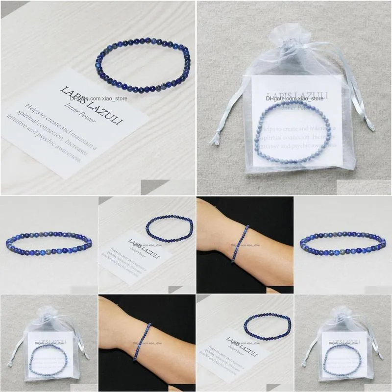 mg0028 wholesale 4 mm lapis lazuli mini gemstone bracelet natural stone women`s yoga mala beads jewelry