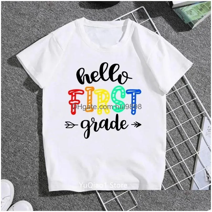 clothing sets hello first grade t shirt children funny day back to shool tshirts unisex summer top lovely gift teens tees white