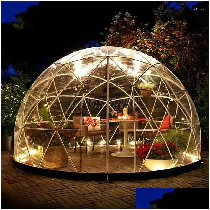 Tents And Shelters Glamping Luxury Tent House For Party Transparent PVC Geodesic Expo Dome Round Roof 4m