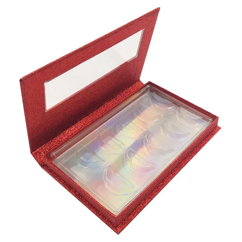 Eye Lash Packaging Box 5 Pairs Eyelash Packaging Makeup Storage False Eyelashes Transparent Box Laser Bottom 10 Colors