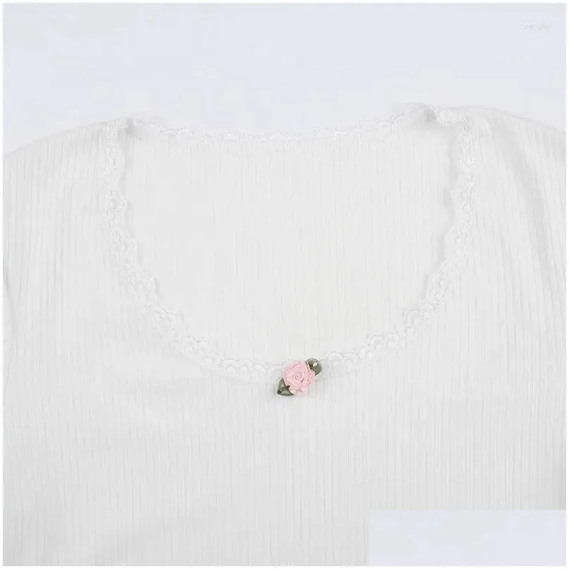 Women`s T Shirts Women Solid White Crop Tops Summer Knitted T-shirt Female O-neck Basic Spring Long Sleeve Tshirt Harajuku Streetwear