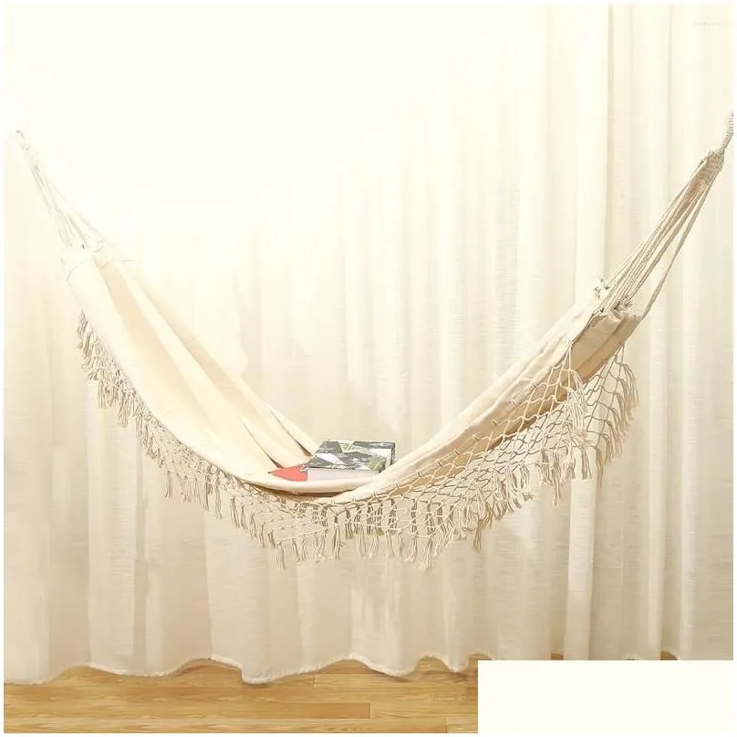 Camp Furniture Hammock Large Macrame Fringe Double Swing Net Chair Out/Indoor Hanging Swings