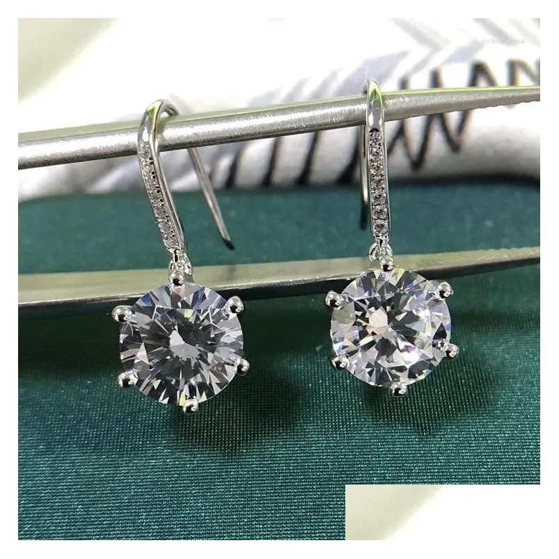 Stud Earrings Solid Platinum PT950 14K White Gold Female Simple Fashion Drop Moissanite Diamond