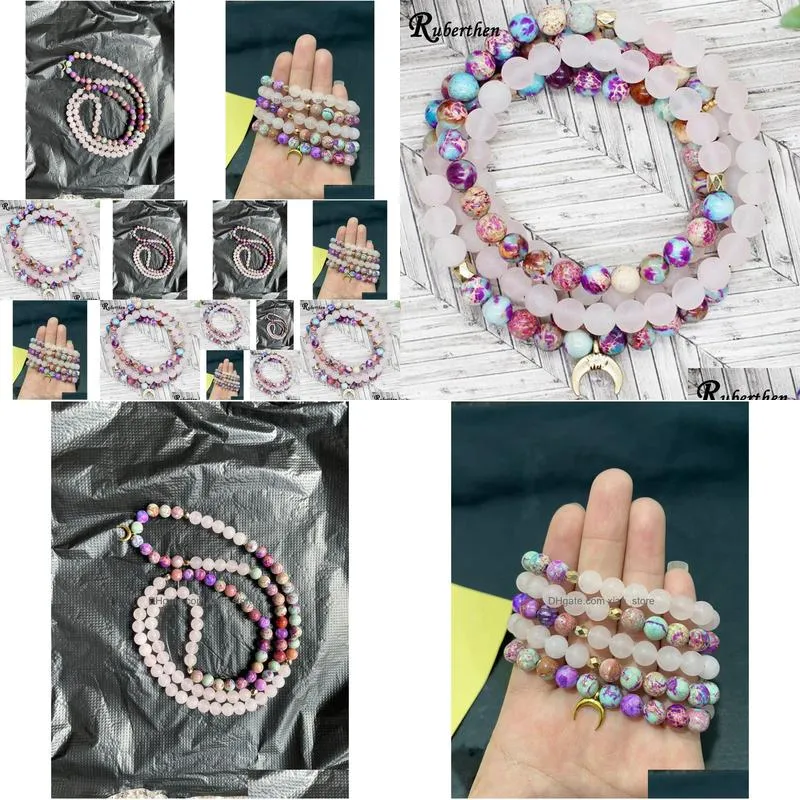  strand 60 pieces 8 mm matte rose quartz wrap 108 mala bracelet