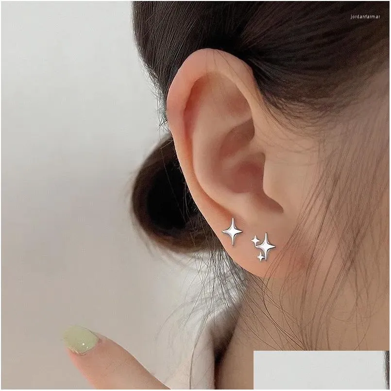 Stud Earrings Korea Trend Lucky Four Star For Women Fashion Elegant Temperament Hip Hop Asymmetric Stars Earring Jewelry Gift