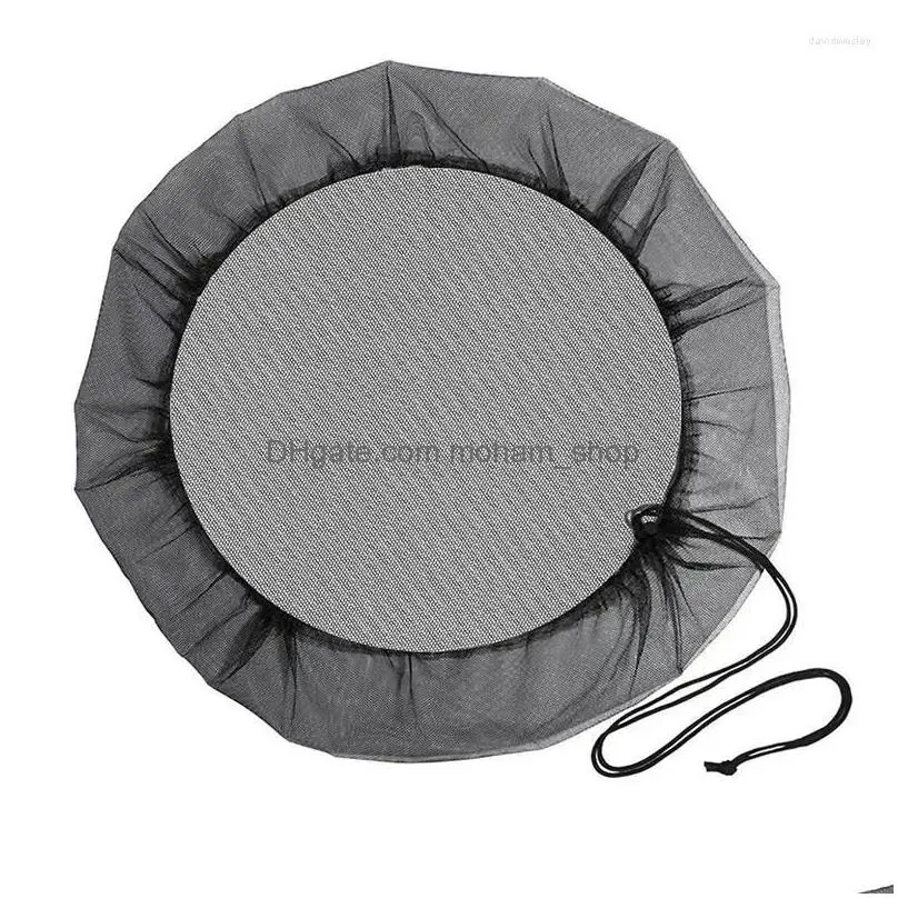 garden decorations reusable water barrel screen filter black soft leaf guard rain tank mesh cover with drawstring for yard