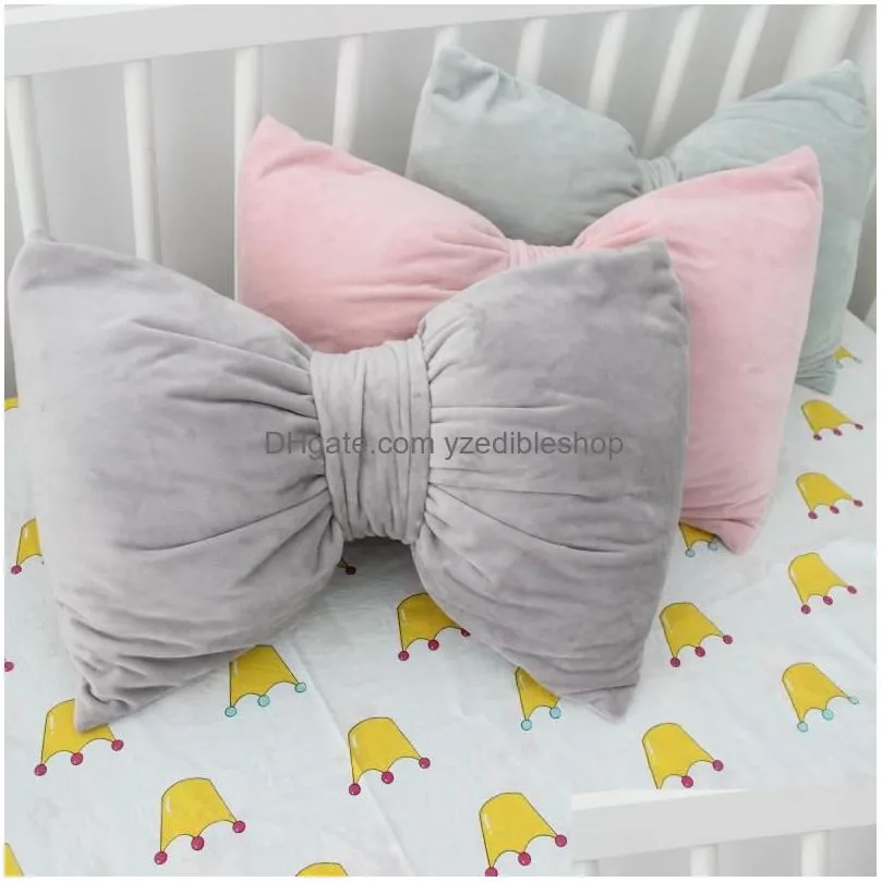 bow pillows sofa cushion removable washable ins short plush baby bed room and home decoration pillow birthday gift sweet